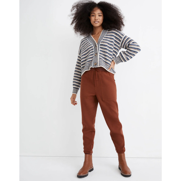 Madewell Waffleback Jogger Pants Womens Large Brown Boho Casual Pull On ND060 - Picture 1 of 10